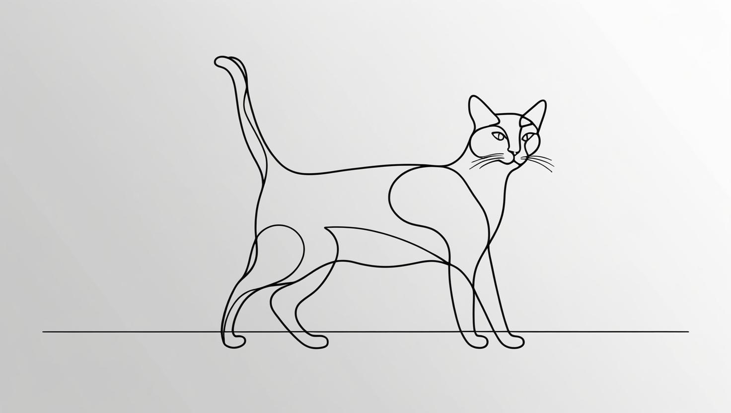 One line cat walking